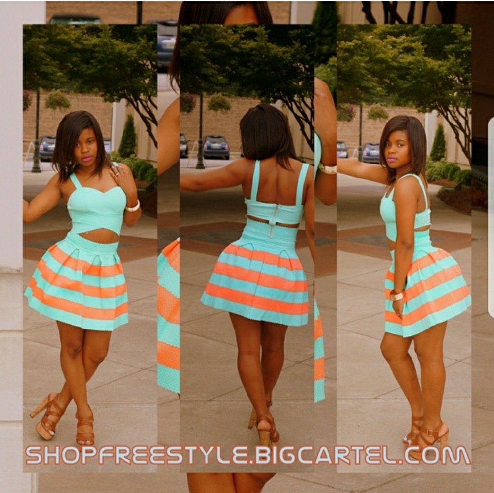 Mint and coral dress